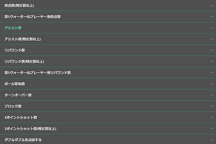 指定された選手の賭け方