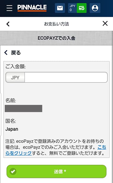 エコペイズでの入金の手順③