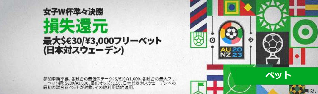 女子W杯損失還元キャンペーンのバナー画像