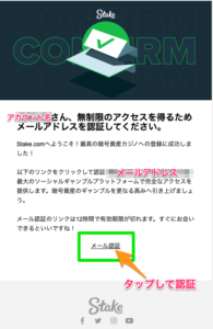 ステークカジノ（Stake）の登録手順⑤