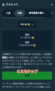 ステーク（Stake）日本円出金②