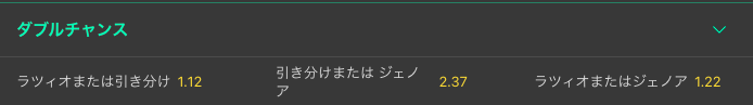 bet365　セリエAのダブルチャンス