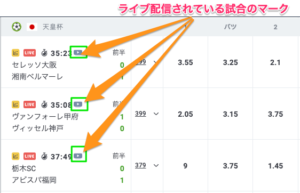 20BETのライブ配信の対象試合②