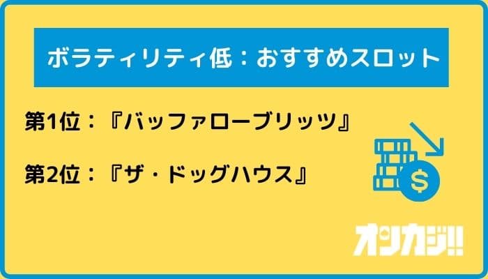 ボラティリティ低：おすすめスロット