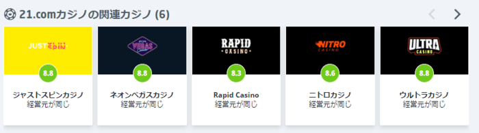 21.comの関連カジノ